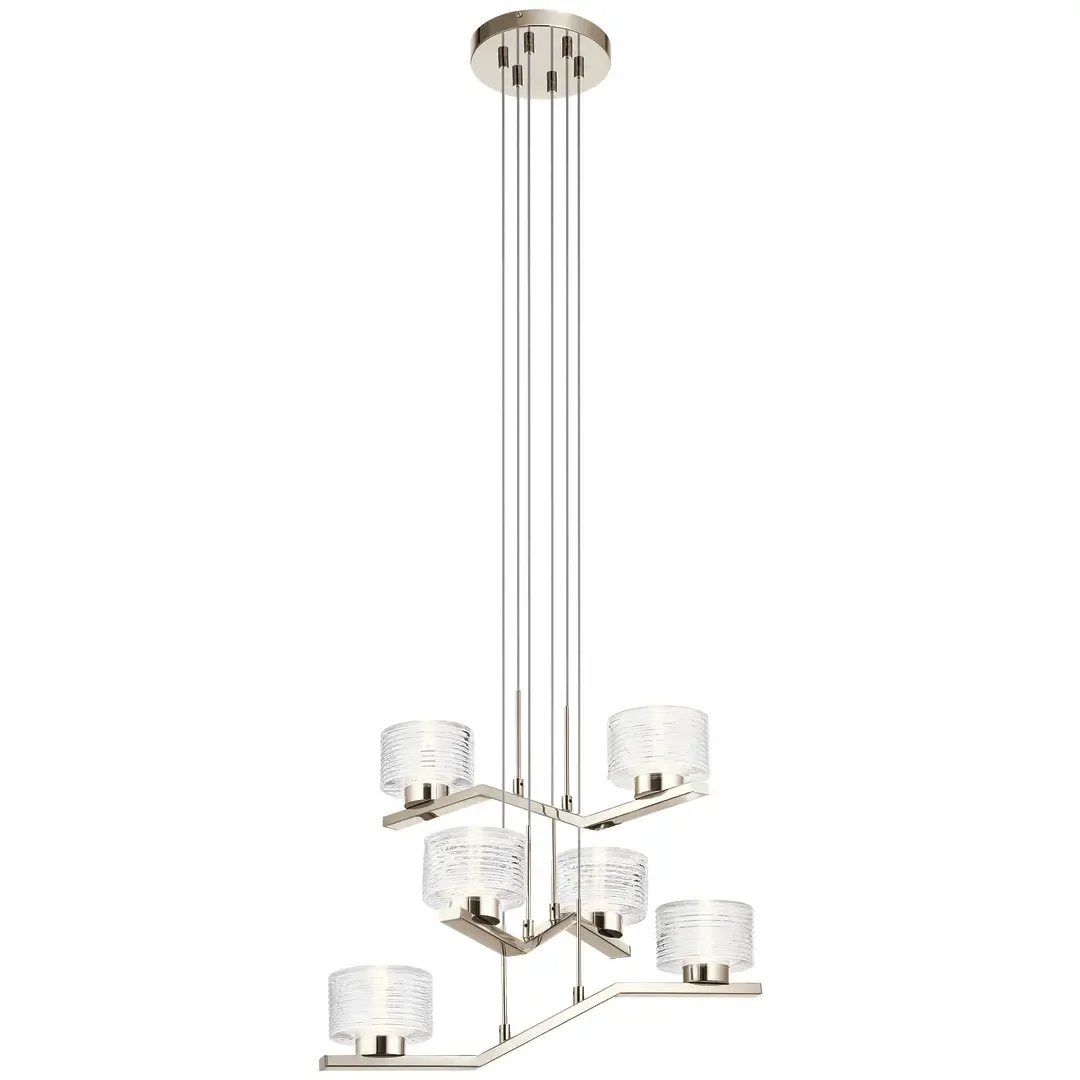 Modern Style Lasus Multi Tier 6-Light LED Chandelier Polished Nickel