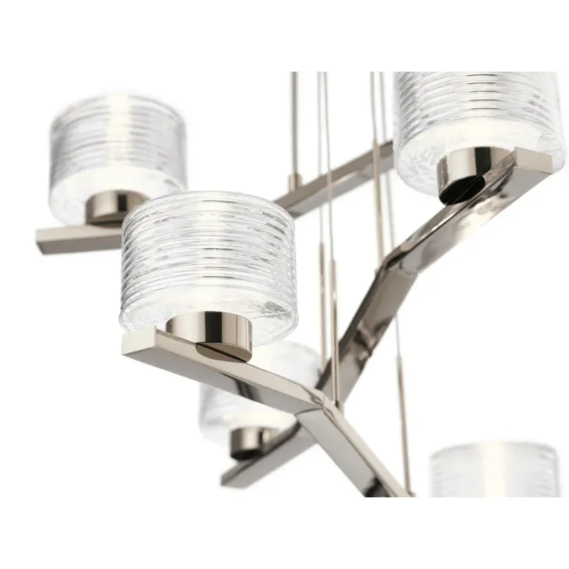 Modern Style Lasus Multi Tier 6-Light LED Chandelier Polished Nickel