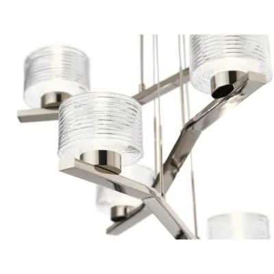 Modern Style Lasus Multi Tier 6-Light LED Chandelier Polished Nickel