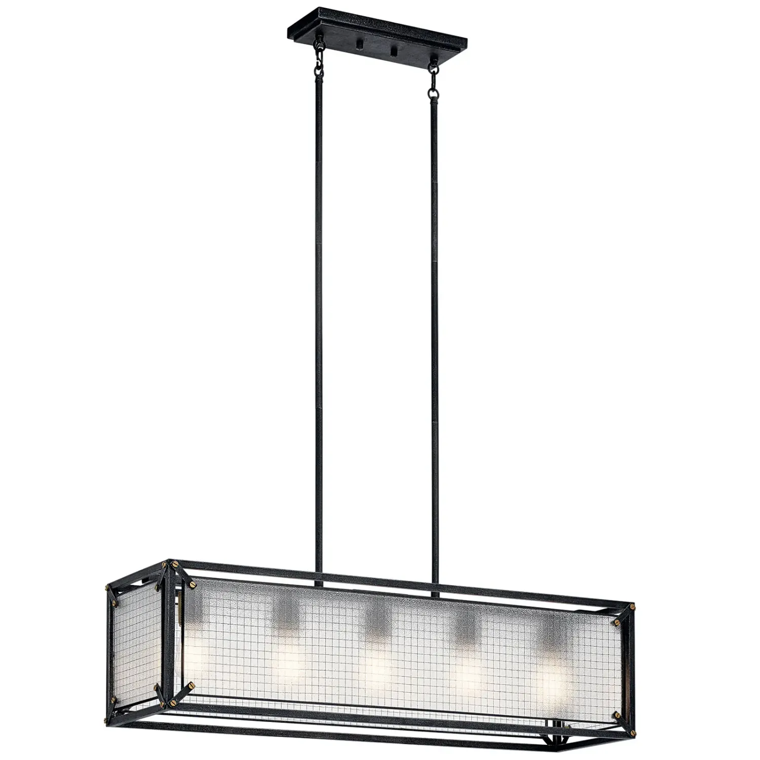 Steel 5-Light 36.5&quot; Modern Industrial Linear Chandelier Distressed Black