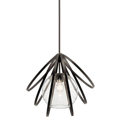 Modern/Contemporary Kerti Globe 1-Light Pendant Olde Bronze