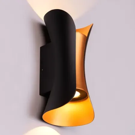 Architectural Indoor/Outdoor Wall Light LED 3000k Black and Gold Finish