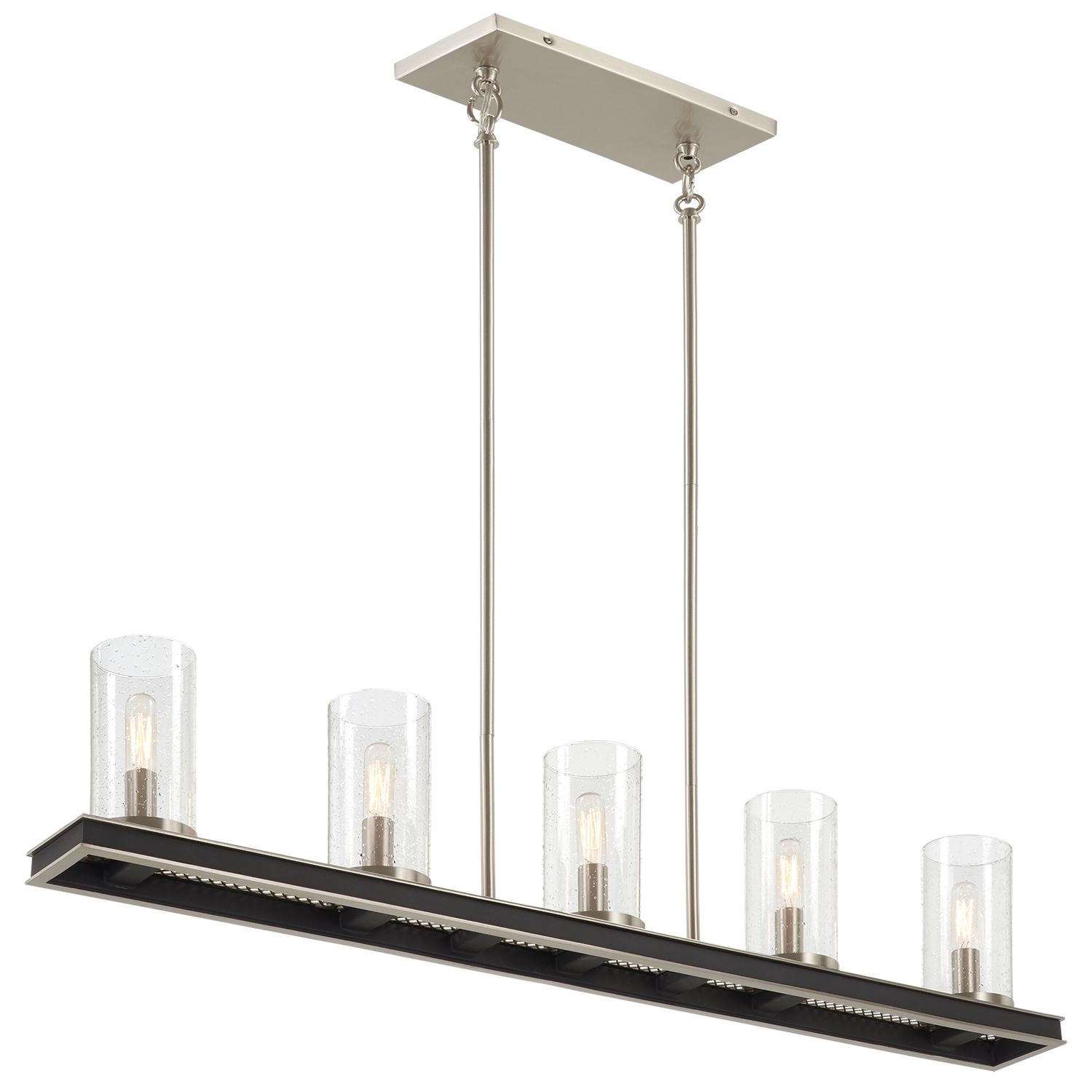 Cole&#39;s Crossing 5-Light Linear Chandelier Coal with Brushed Nickel