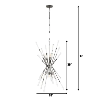 Nikolai 6-Light Sputnik Pendant Handcrafted with Lux Crystal Accents New Bronze Finish