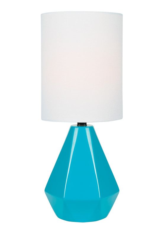 17" Table LAMP, Blue Ceramic/White Linen Shade