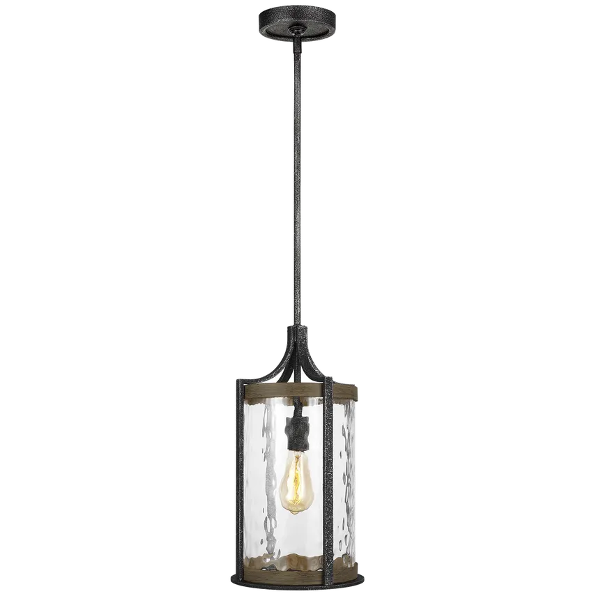Studio Collection Angelo 1-Light Pendant Modern Distressed Weathered Oak with Slate Grey Metal