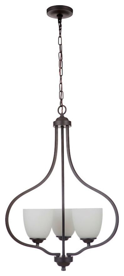 Serene 3-Light Pendant Espresso - White Frosted Glass