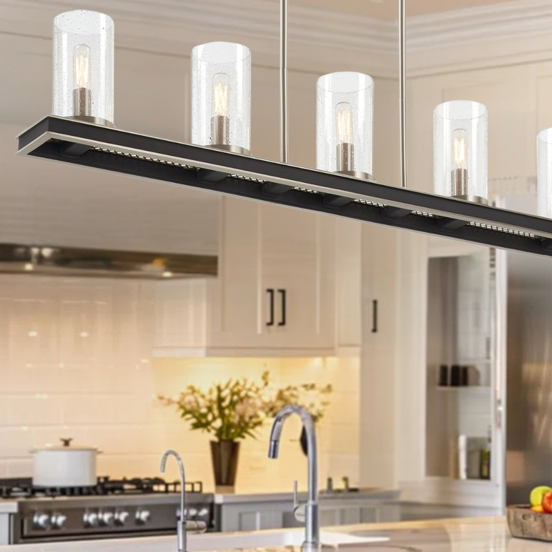 Cole's Crossing 5-Light Linear Chandelier Coal with Brushed Nickel