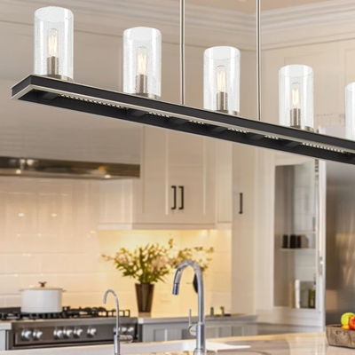 Cole's Crossing 5-Light Linear Chandelier Coal with Brushed Nickel