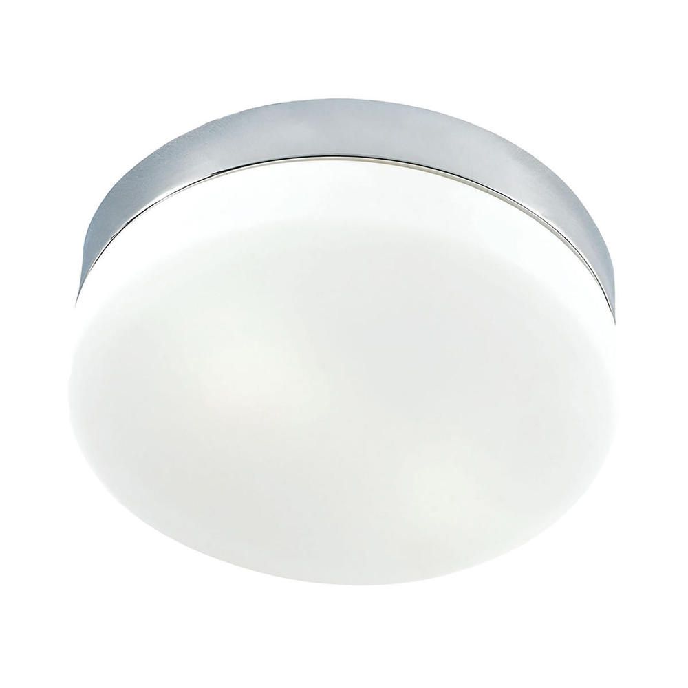 Flush Mount Light, Chrome Finish with White Opal Glass Shade