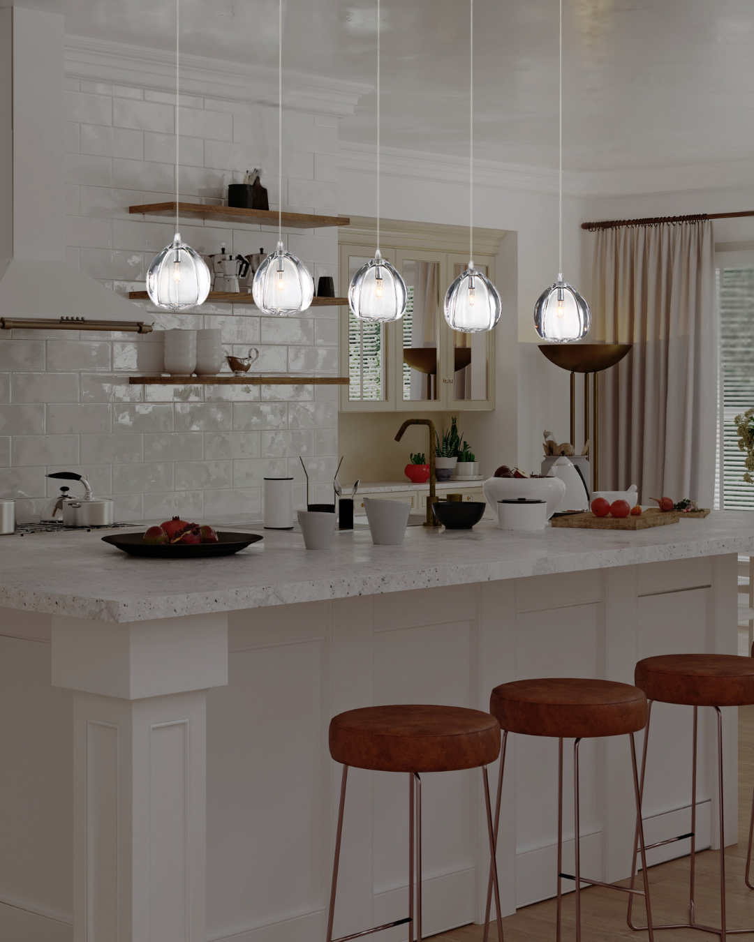 Lucido 32&quot;  Linear 5-Light Chandelier Cast Glass/Chrome