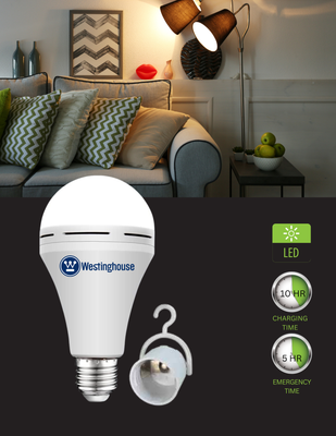 Westinghouse 7W A19 Rechargeable LED Light Bulb / Household Power Failure Emergency Light Bulb 6500K