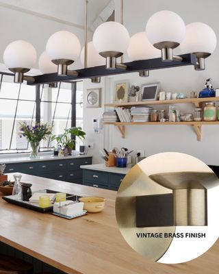 Tilbury Mid Century Modern Linear Chandelier Matte Black and Vintage Brass