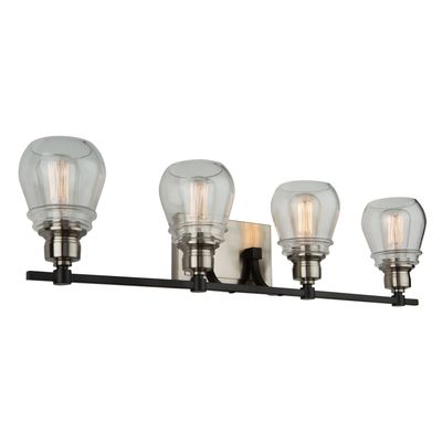 Nelson 4-Light Wall Fixture Black and Brushed Nickel