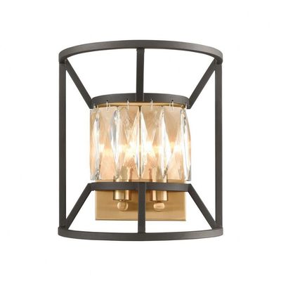 Modern Glam Starlight 2-Light Wall Fixture in Charcoal and Satin Brass Modern Glam Starlight 2-Light Wall Fixture in Charcoal and Satin Brass