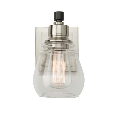 Nelson 1-Light Wall Mount Black and Brushed Nickel