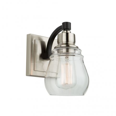 Nelson 1-Light Wall Mount Black and Brushed Nickel