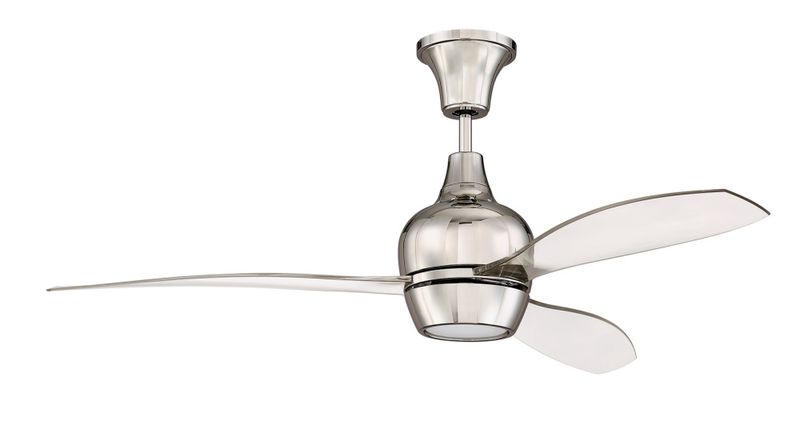 Bordeaux 52" LED Ceiling Fan Polished Nickel with Clear Acrylic Blades