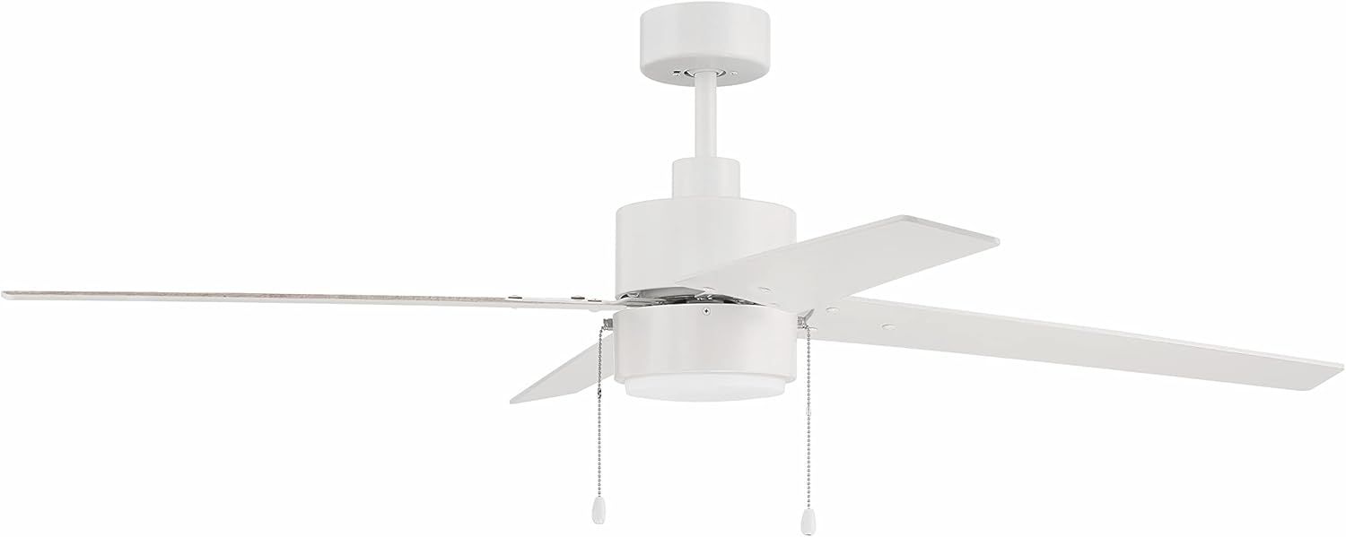 Terie 52&quot; LED Ceiling Fan White with Reversible White/Washed Oak Blades