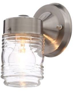 One Light Indoor/Outdoor Jelly Jar Wall -  Brushed Nickel