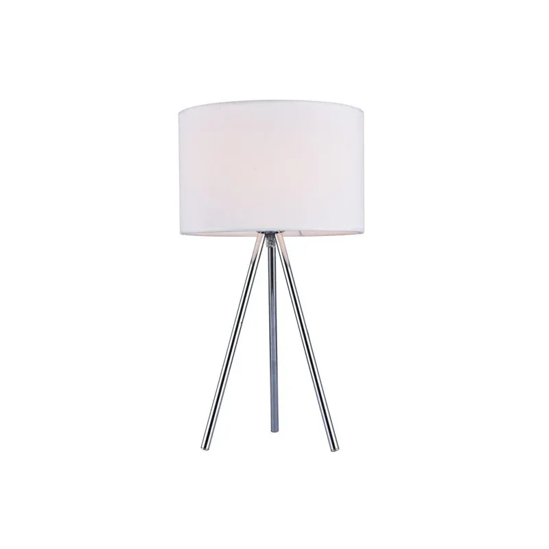 Decorative Modern Tripod Table Lamp Chrome/White Fabric Shade