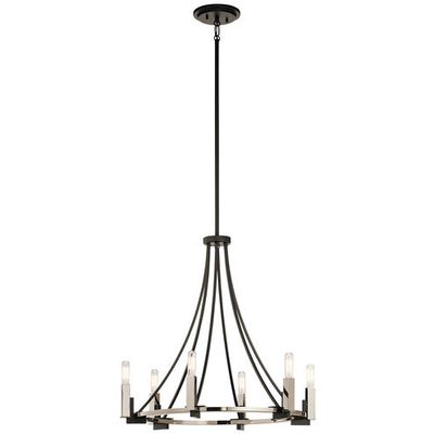 Bensimone 6-Light Chandelier Black with Polished Nickel Bensimone 6-Light Chandelier Black with Polished Nickel