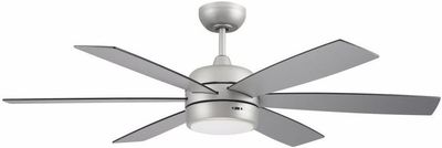Trevor 52 Trevor 52" LED Indoor/Outdoor Smart Ceiling Fan Painted Nickel with White/Washed Oak Blades