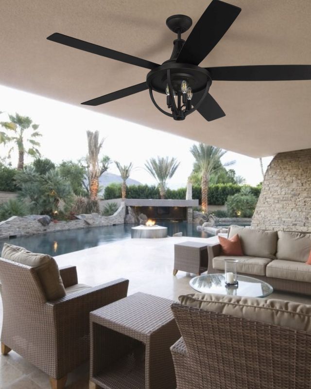 Nash 56" Indoor/Outdoor Ceiling Fan Flat Black with Flat Black/Greywood CFM5655