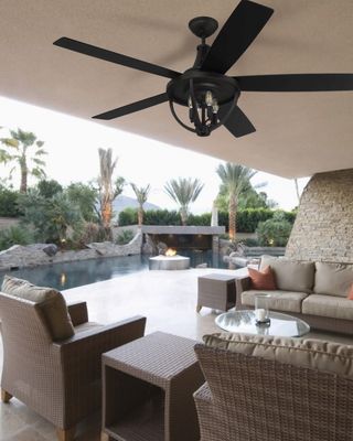 Nash 56" Indoor/Outdoor Ceiling Fan Flat Black with Flat Black/Greywood CFM5655