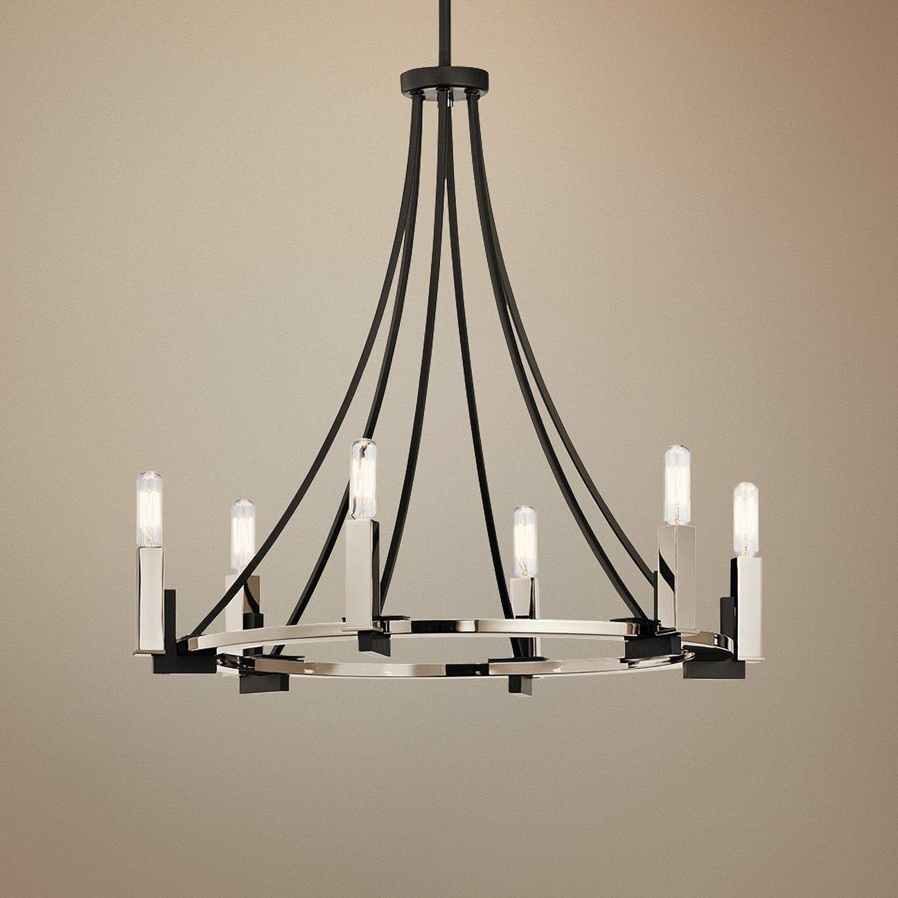 Bensimone 6-Light Chandelier Black with Polished Nickel