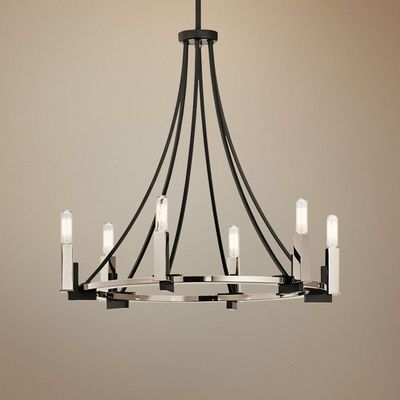 Bensimone 6-Light Chandelier Black with Polished Nickel Bensimone 6-Light Chandelier Black with Polished Nickel