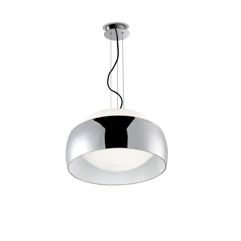 Contemporary Balloons 1 Light Ceiling Pendant Chrome with Opal Glass Diffuser