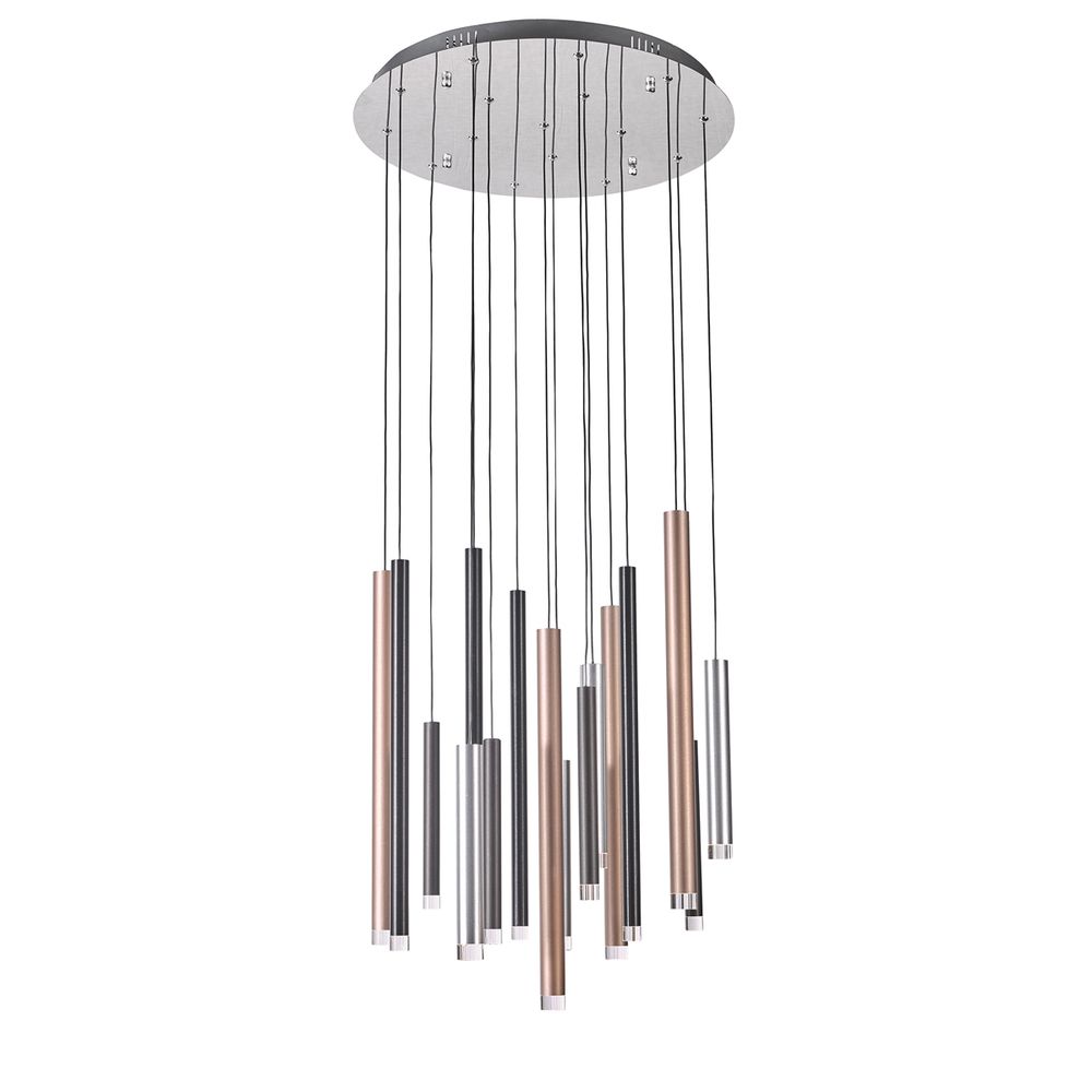Galiano 15-Light LED Chandelier Black, Copper &amp; Satin Aluminum