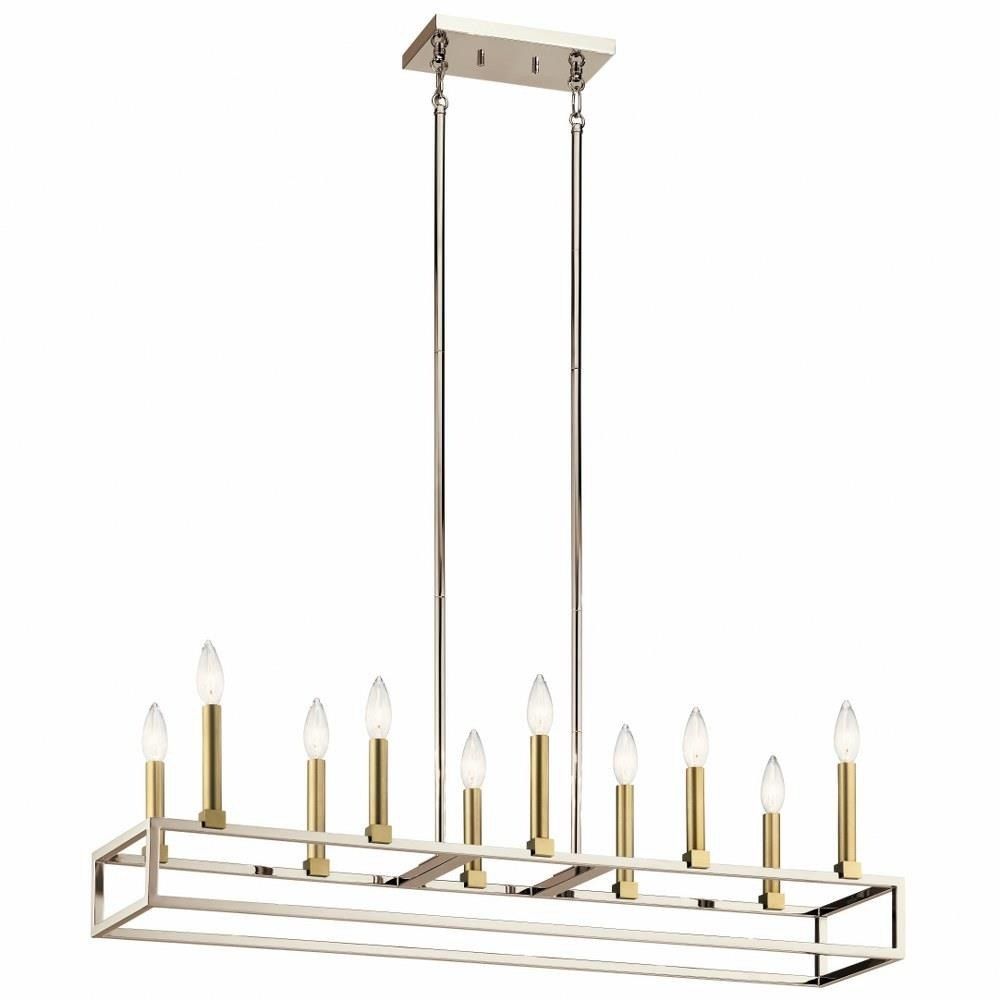 Finet Linear 10-Light Chandelier Polished Nickel