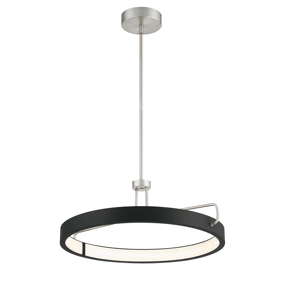 Contemporary Pemberton LED Pendant Satin Nickel and Black