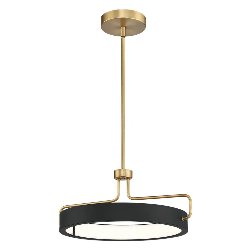 Contemporary Pemberton LED Pendant Antique Brass and Black