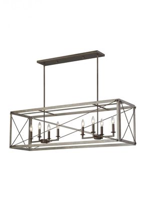 Rustic Thornwood 8-Light Linear Chandelier Washed Pine Rustic Thornwood 8-Light Linear Chandelier Washed Pine