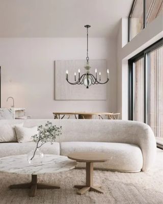 Neo Classic 9-Light Chandelier Aged Black with Weathered Birch and Clear Crystal Shades