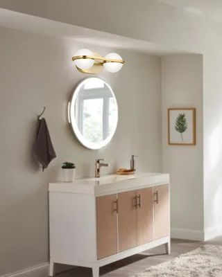 Mid Century Modern Brettin LED Wall Sconce  2-Light Vanity Champagne Gold