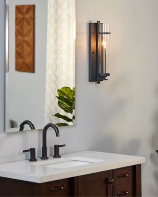 Ethan 1-Light Wall Sconce Antique Forged Iron and Brushed Steel