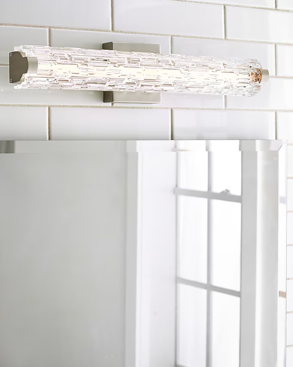 Modern/Contemporary Cutler LED Vanity 20W LED 2700K Satin Nickel with Clear Crackle Glass