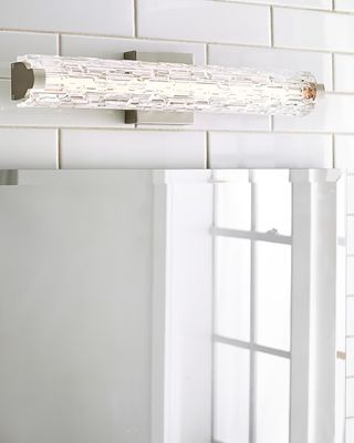 Modern/Contemporary Cutler LED Vanity 20W LED 2700K Satin Nickel with Clear Crackle Glass