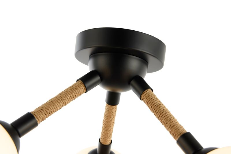 Capilano 3-Light Semi-Flush Black with Brushed Brass