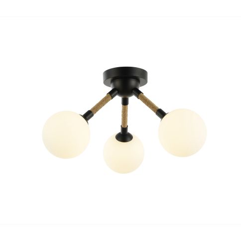 Capilano 3-Light Semi-Flush Black with Brushed Brass
