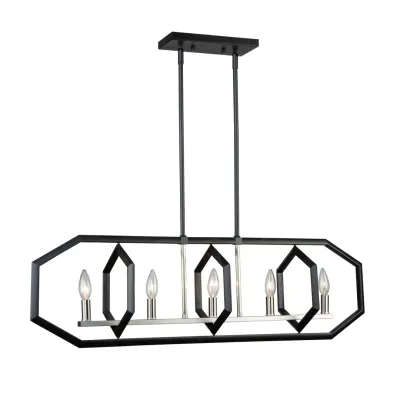 Preston 5-Light Island Light Semi Matte Black & Brushed Nickel Preston 5-Light Island Light Semi Matte Black & Brushed Nickel