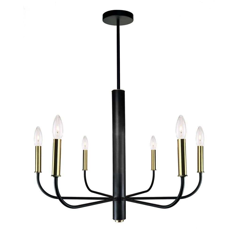 Avalon 6-Lighht Chandelier Black & Vintage Brass