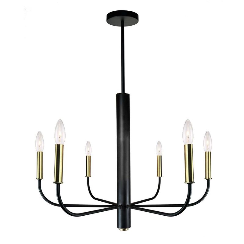 Avalon 6-Lighht Chandelier Black &amp; Vintage Brass