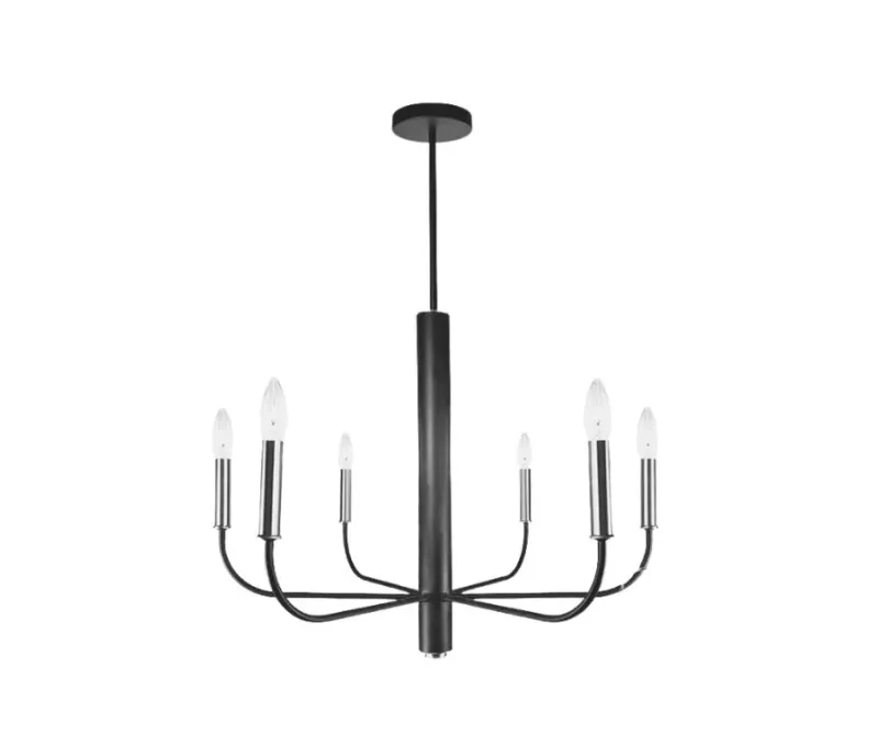 Avalon 6-Light Chandelier Black &amp; Brushed Nickel