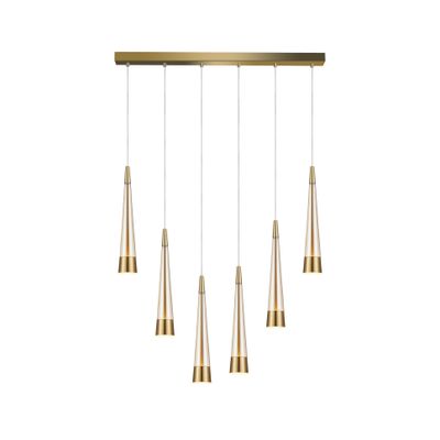 Sunnyvale Linear LED Chandelier Brushed Brass with Tea Stained Glass Sunnyvale Linear LED Chandelier Brushed Brass with Tea Stained Glass