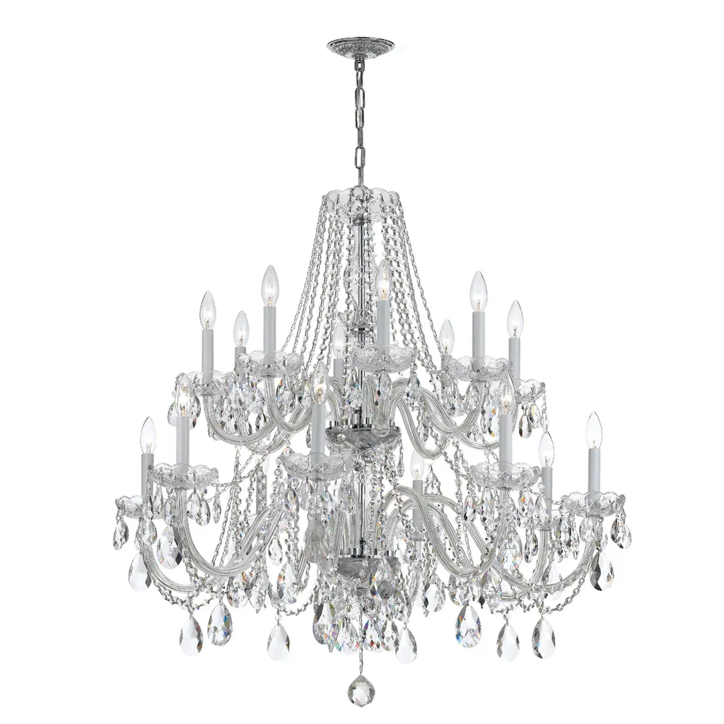 Traditional Crystal Collection 16-Light Chandelier Polished Chrome Traditional Crystal Collection 16-Light Chandelier Polished Chrome